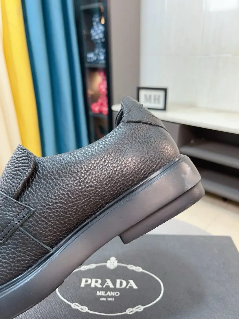 Men's shoes 💰540🌹🌹【PRADA Leather Shoes】Top purchasing agency Original imported Italian custom-made open-edge beaded cowhide leather surface, fully imported water-dyed breathable cowhide lining, original factory special molded sole super comfortable, size: 38-44